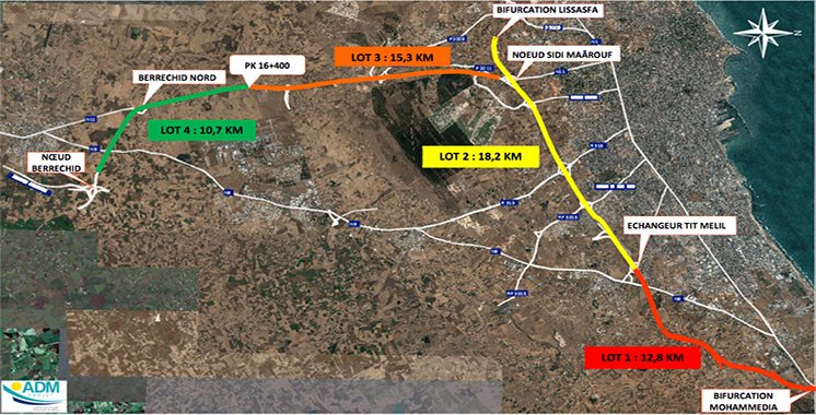 افتتاح المسار الثالث للطريق السيار المداري للدار البيضاء بين المحمدية ومحطة الأداء تيط مليل